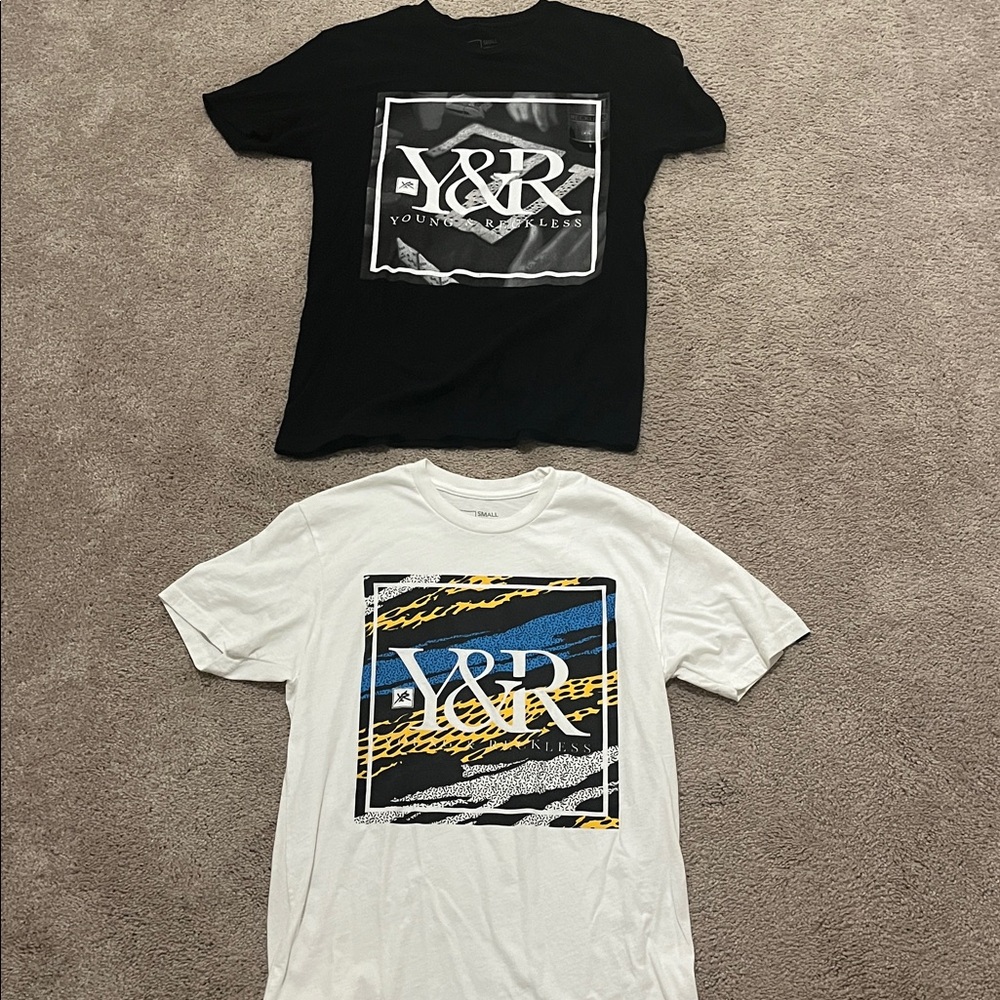 Young & Reckless Graphic Tee Set - Black and White